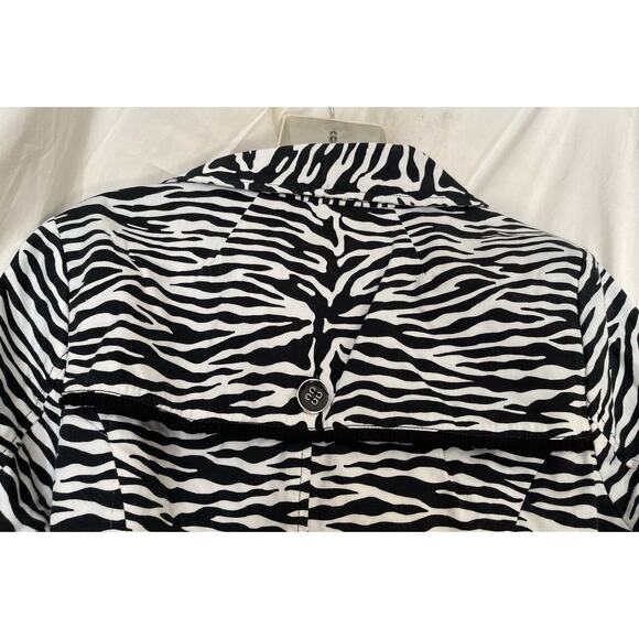 Lane Bryant Trench Coat Women’s Plus 14/16W 3/4 Sleeve Zebra Print Cotton Light - Picture 5 of 9